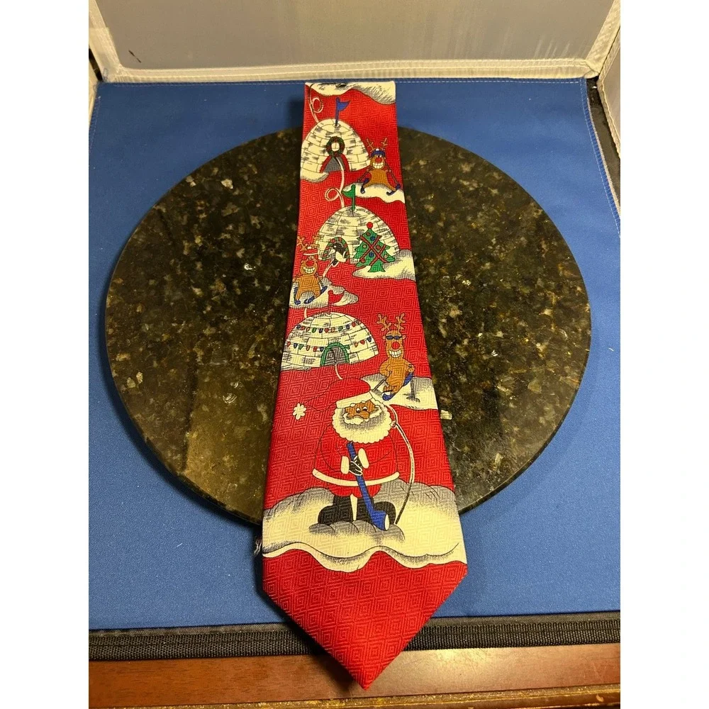 Keith Daniels Men's Red Christmas Tie 100%‎ Polyester Classic Length
